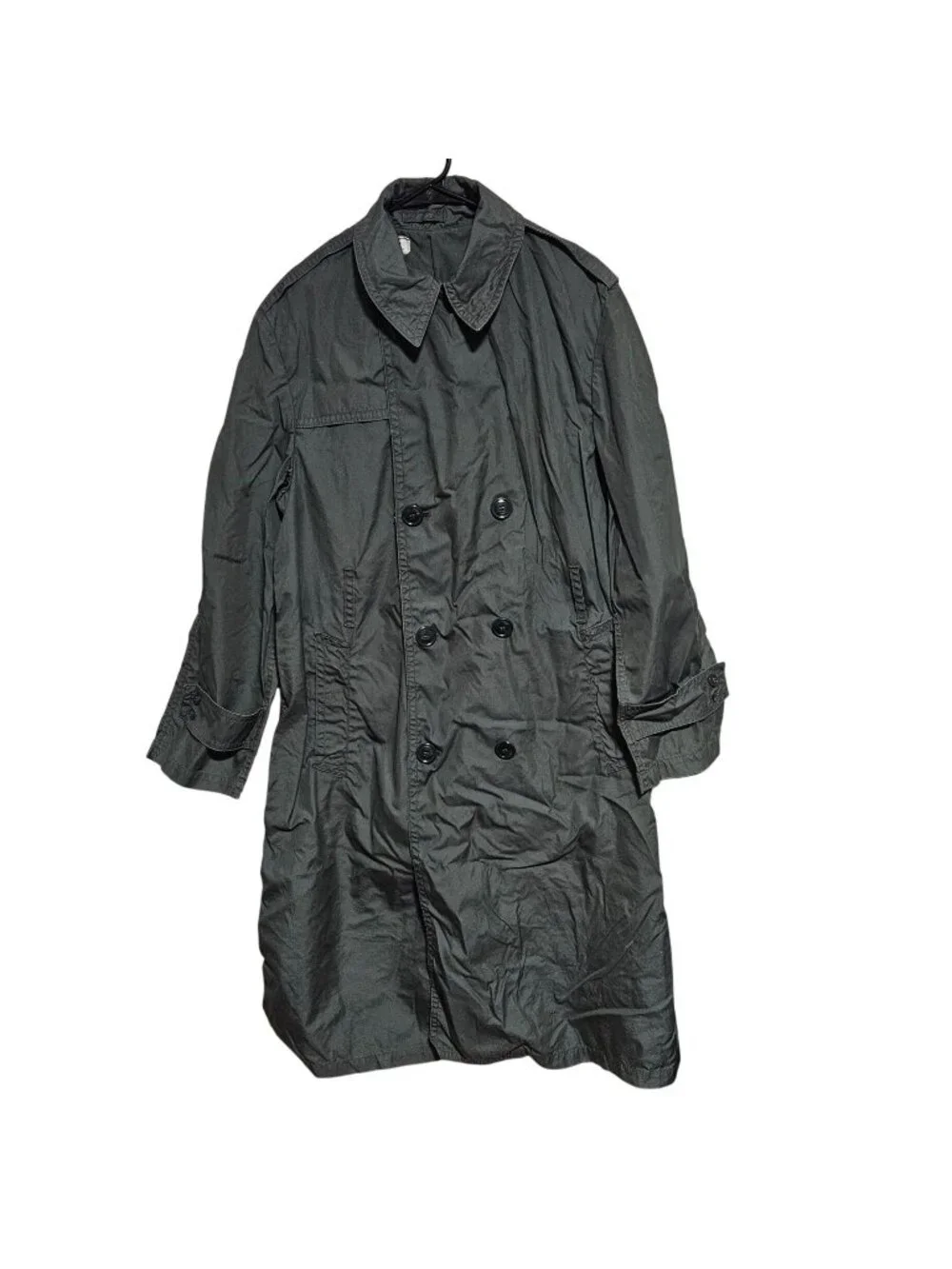 Vintage Military Double Breasted Raincoat Mens Size 40R Army Green 274 Belt